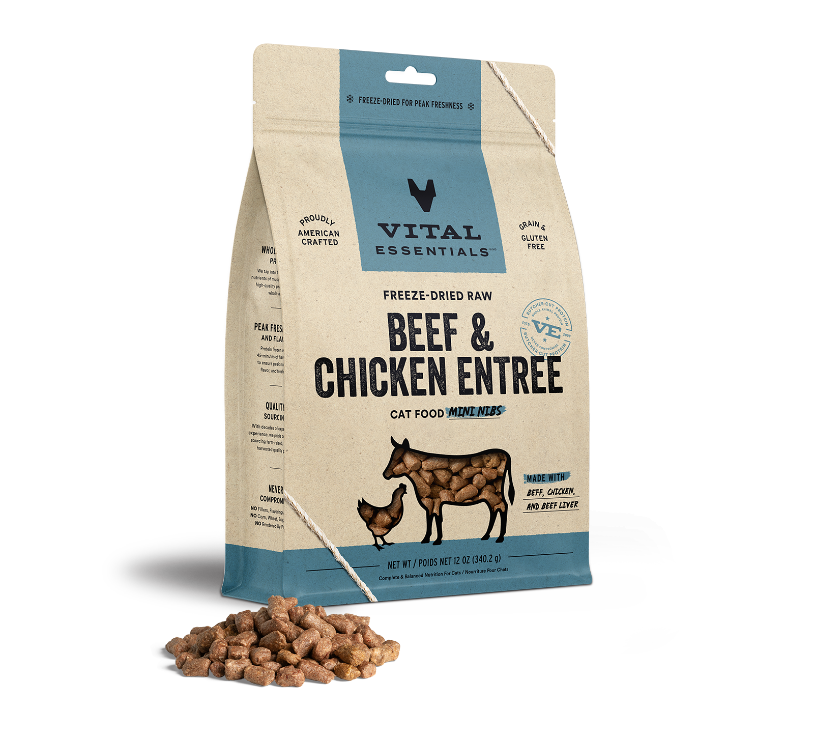 9001 Product Detail Page_Cat_Freeze Dried Entree_Mini Nibs_Beef & Chicken_12 oz