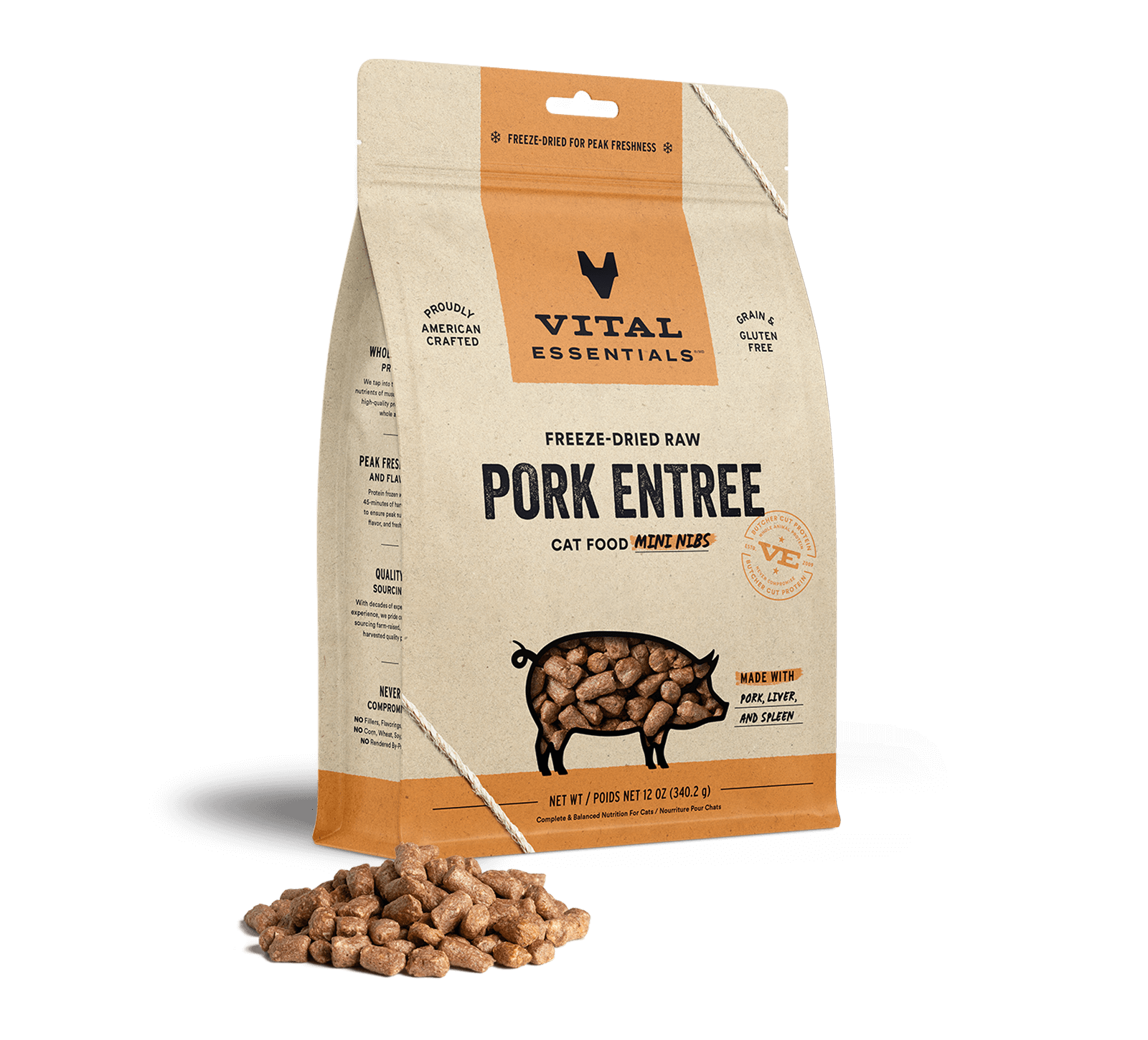 9007 Product Detail Page_Cat_Freeze Dried Entree_Mini Nibs_Pork_12 oz_Hero